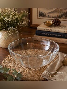 Vintage Duralex 9.8” Clear Glass Salad Bowl – Made in France